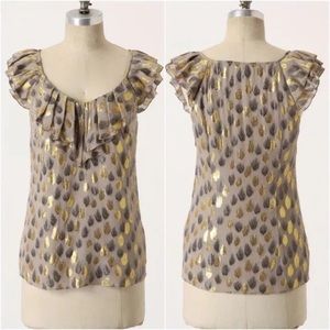 Anthropologie Leifsdottir Silk Ruffle Firewing Top